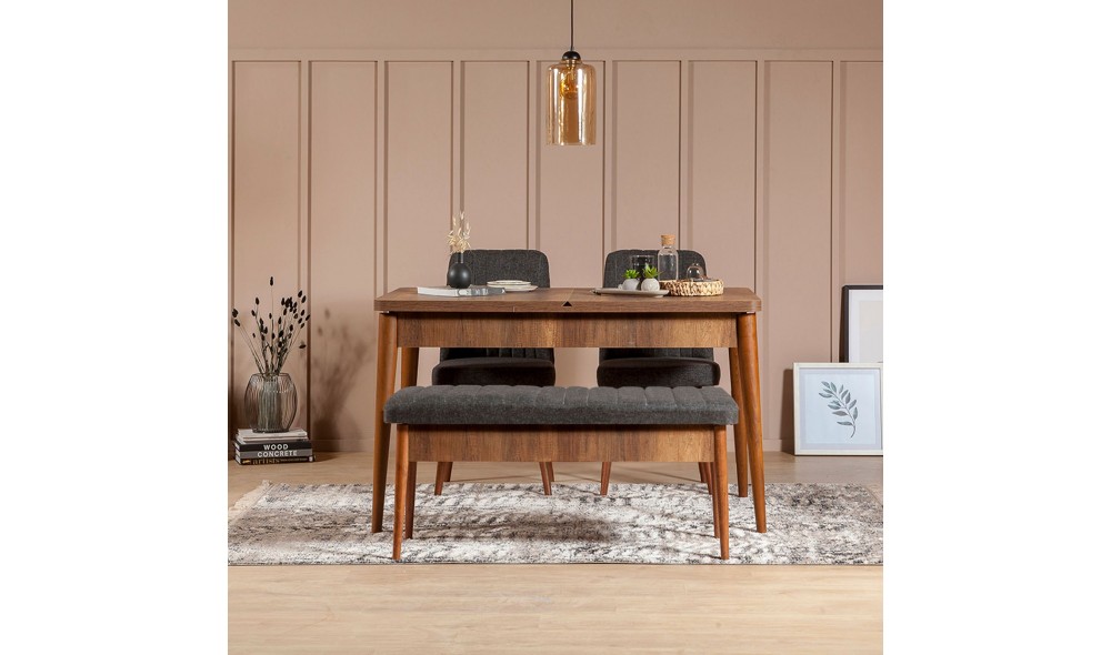 Bancheta, Vina Bench Anthracite, Walnut, NucAntracit, 110 x 46 x 40 cm