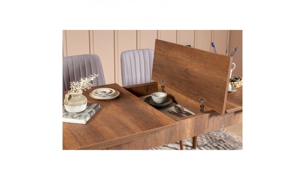 Masa de sufragerie extensibila, Vina, Nuc, 130 x 77 x 80 cm