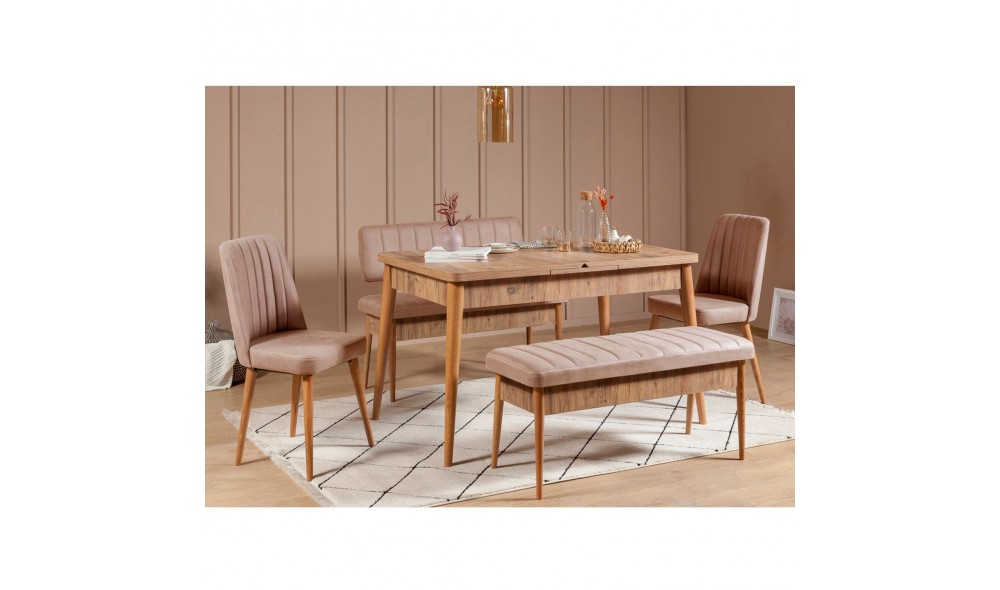 Set masa si scaune extensibile (5 bucati), Vina, Pinul AtlanticPiatra, 130 x 77 x 80 cm