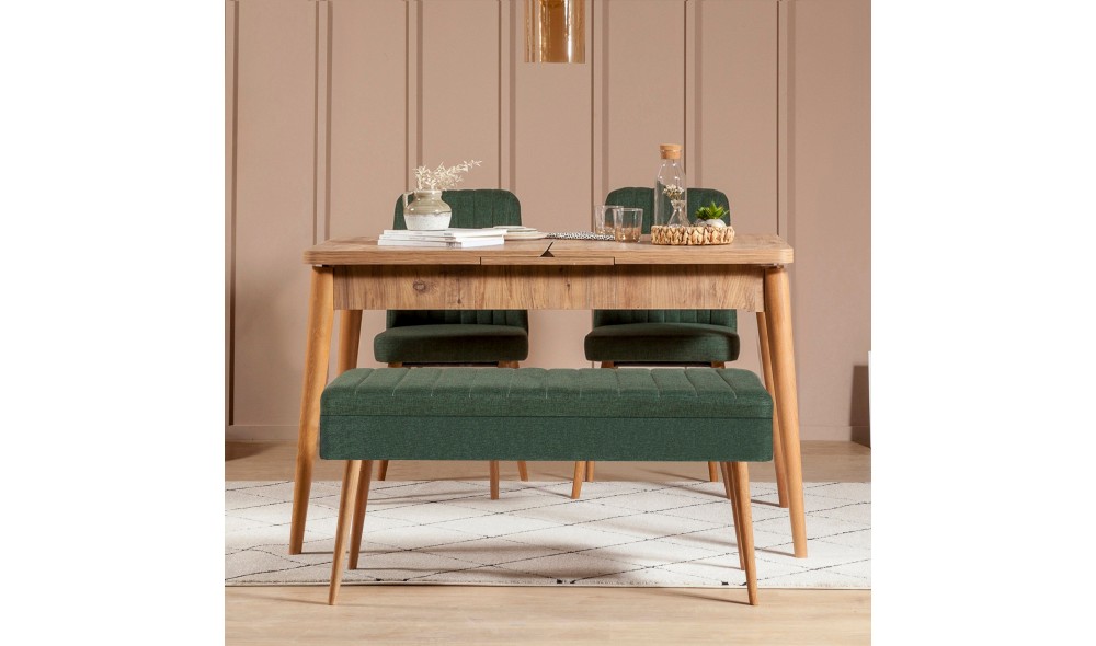 Set masa si scaune extensibile (4 bucati), Vina 1070 - 3, Pinul AtlanticVerde, 129 x 75 x 80 cm