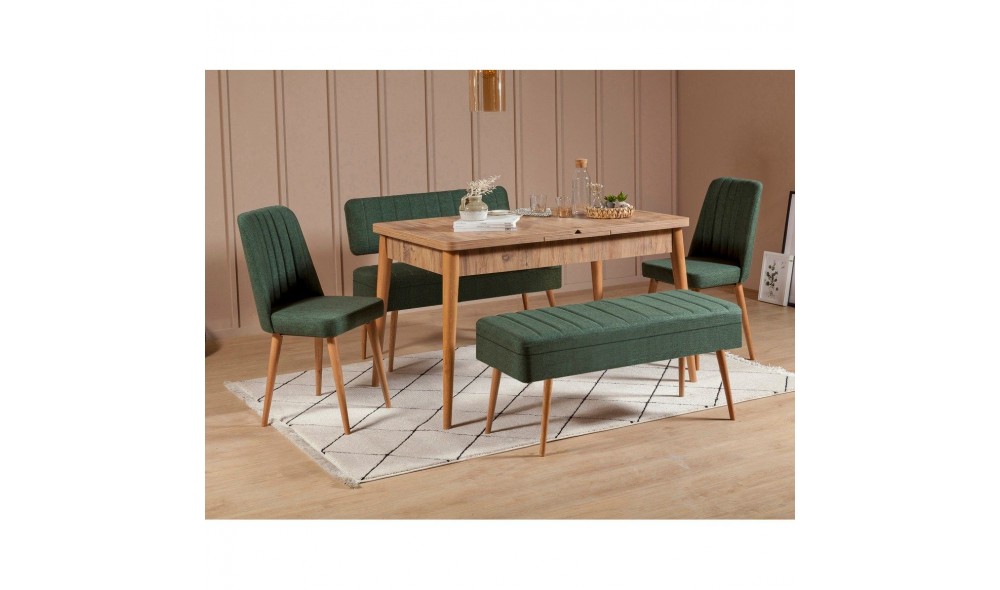 Set masa si scaune extensibile (5 bucati), Vina 1070 - 4, Pinul AtlanticVerde, 129 x 75 x 80 cm