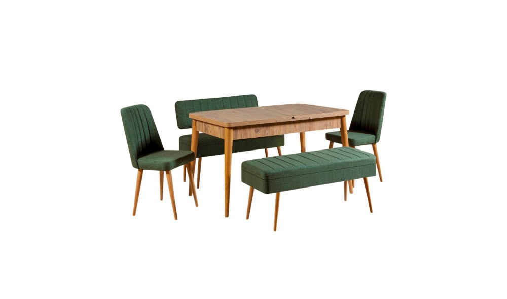 Set masa si scaune extensibile (5 bucati), Vina 1070 - 4, Pinul AtlanticVerde, 129 x 75 x 80 cm