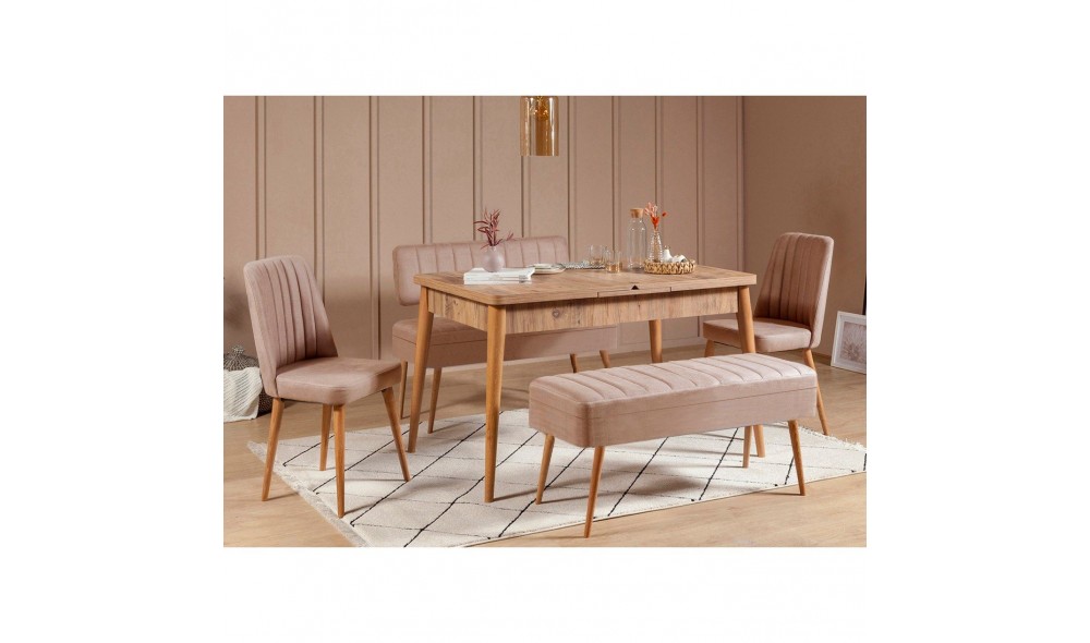 Set masa si scaune extensibile (5 bucati), Vina 0900, Pinul AtlanticPiatra, 129 x 75 x 80 cm