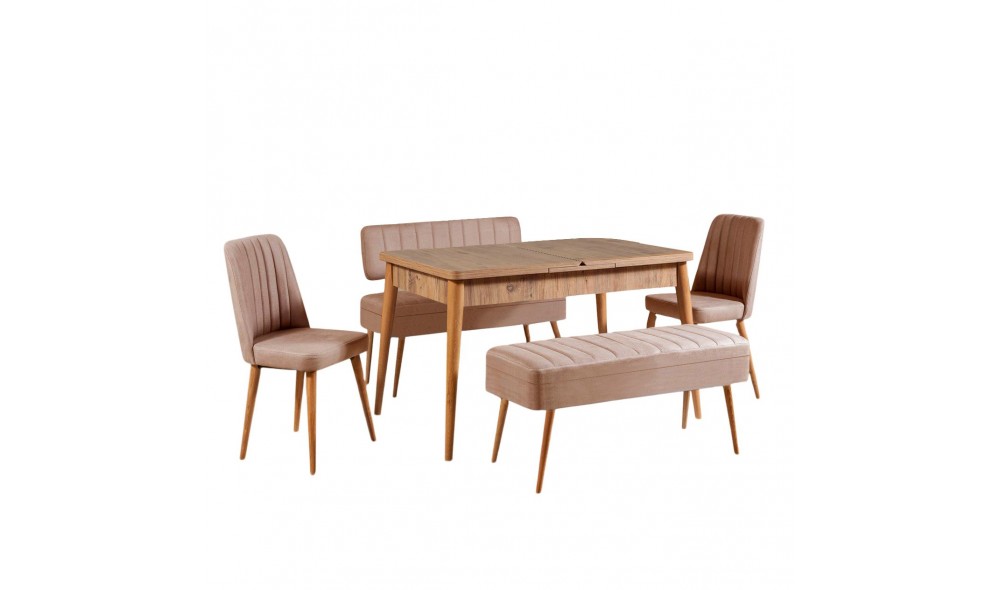 Set masa si scaune extensibile (5 bucati), Vina 0900, Pinul AtlanticPiatra, 129 x 75 x 80 cm