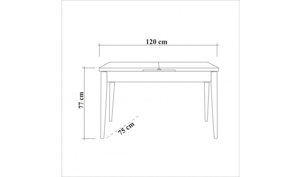 Masa de sufragerie extensibila, Oliver Open, Alb, 120 x 77 x 75 cm