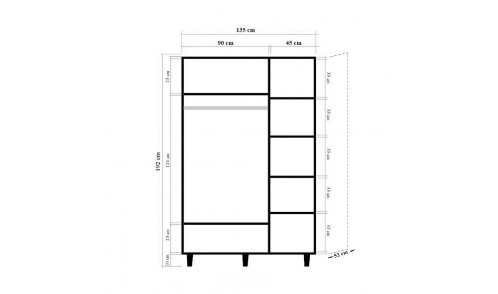 Dulap, Lena 3 - 971, Sonomo, 135 x 192 x 52 cm