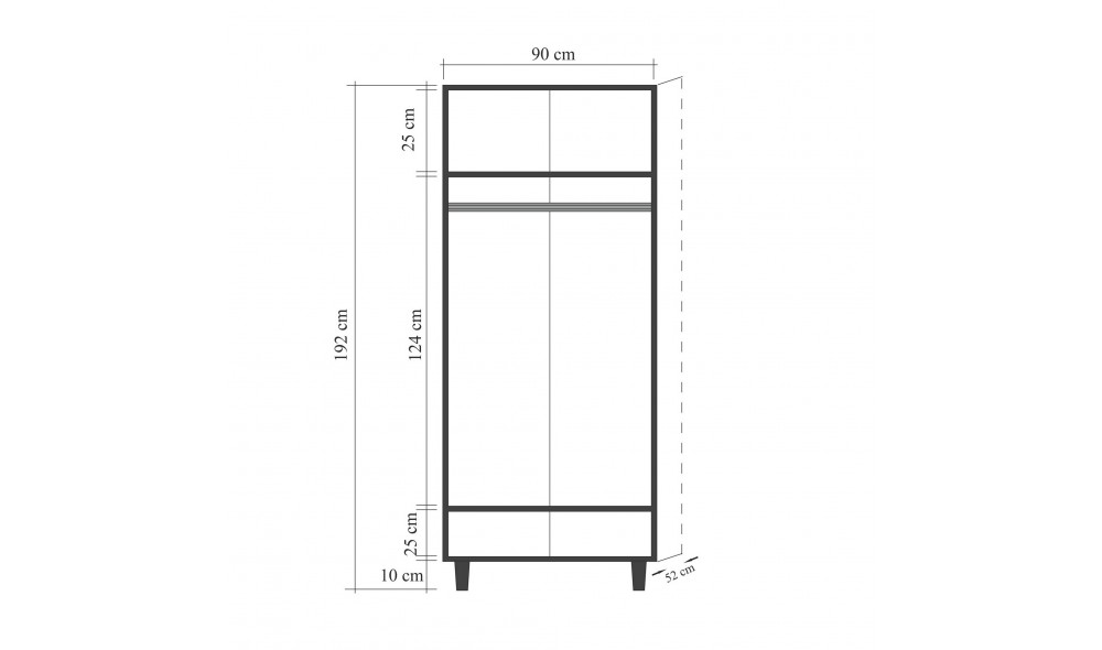 Dulap, Lidya 2 -977, Sonomo, 90 x 192 x 52 cm