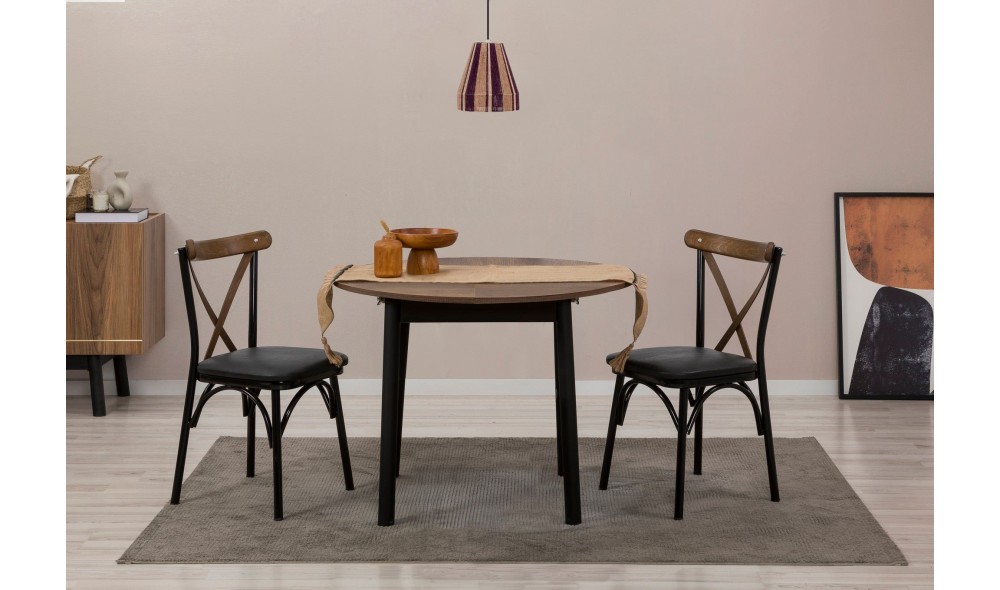 Masa de sufragerie extensibila, Oliver, NucNegru, 100 x 75 x 100 cm