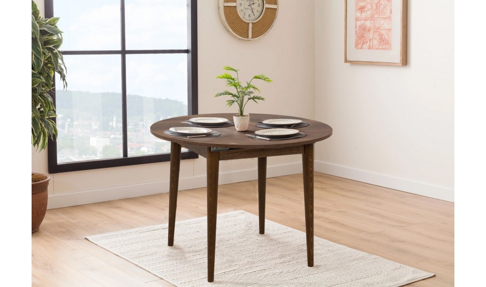 Masa de sufragerie extensibila, Vina 139, Nuc, 100 x 75 x 100 cm