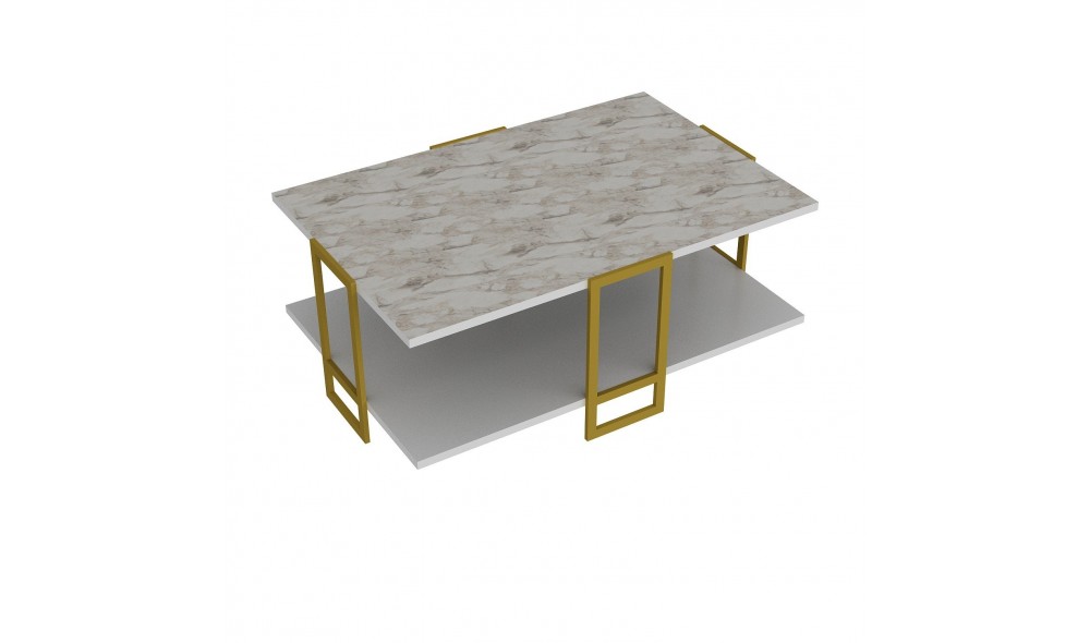 Masuta de cafea, Polka, AurAlb, 92 x 37 x 62 cm