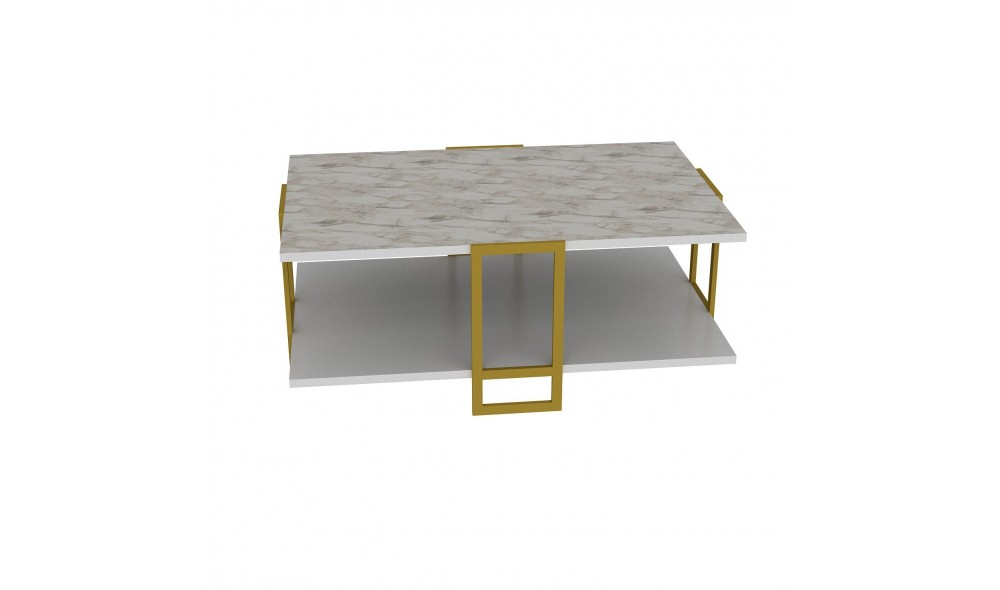 Masuta de cafea, Polka, AurAlb, 92 x 37 x 62 cm