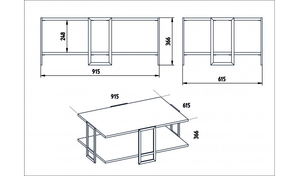 Masuta de cafea, Polka, AurAlb, 92 x 37 x 62 cm
