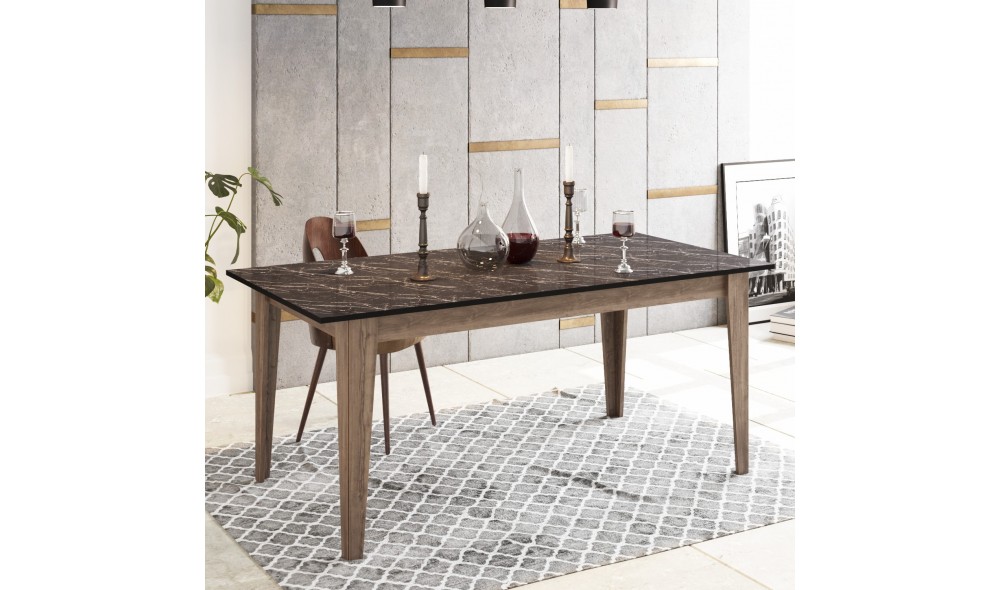 Masa de sufragerie, Lorenz, NucNegru, 180 x 77 x 90 cm