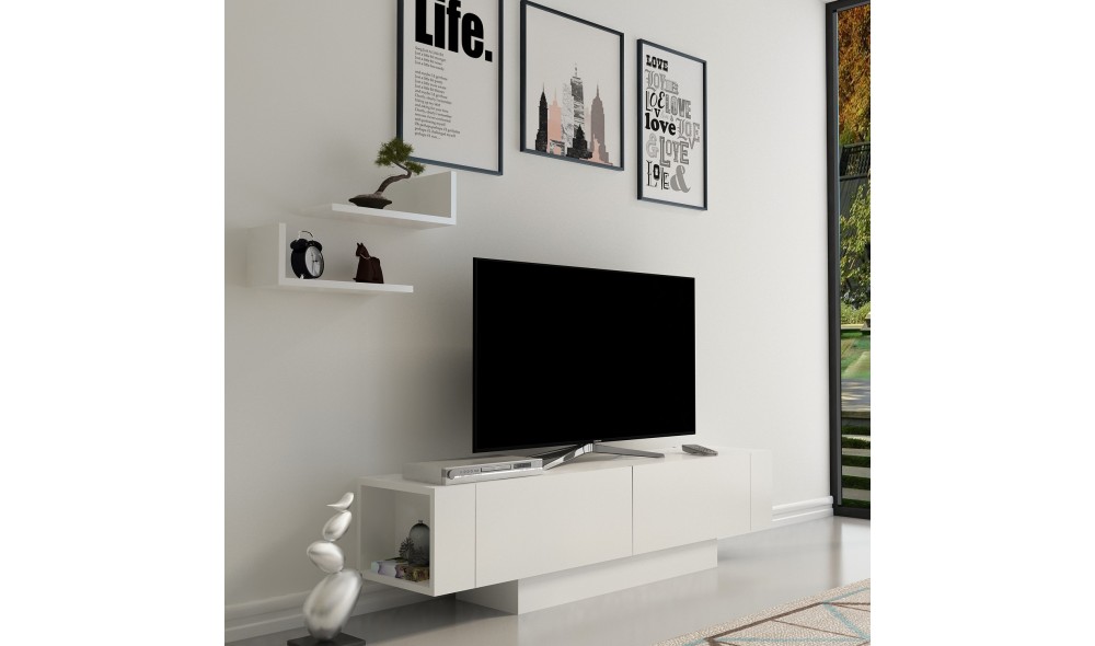 Suport TV, Matera, Alb, 150 x 42 x 32 cm