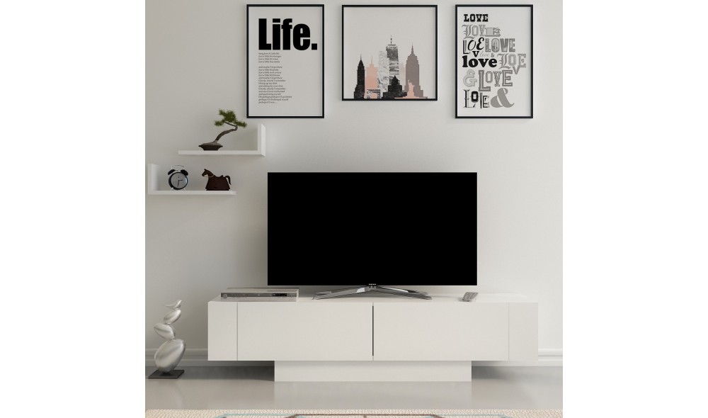 Suport TV, Matera, Alb, 150 x 42 x 32 cm