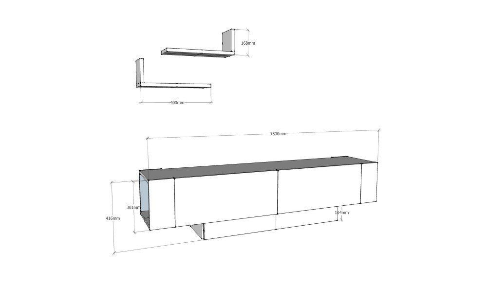 Suport TV, Matera, Alb, 150 x 42 x 32 cm