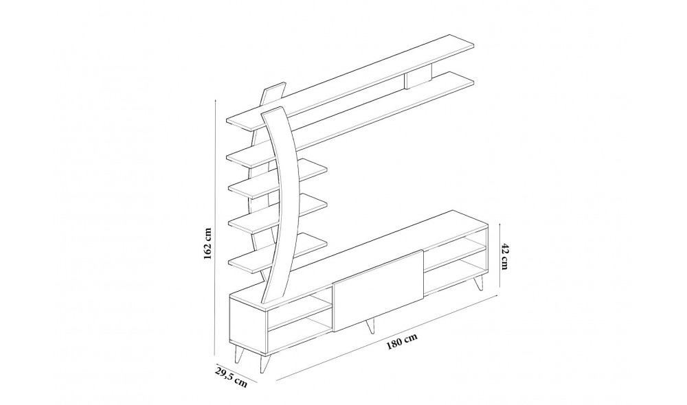 Unitate TV, Duru, Alb, 180 x 162 x 30 cm