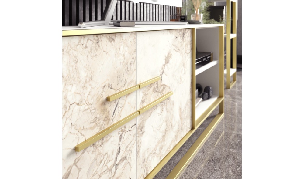 Suport TV, Polka, AurAlb, 160 x 57 x 39 cm