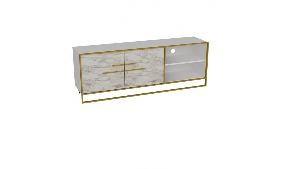 Suport TV, Polka, AurAlb, 160 x 57 x 39 cm