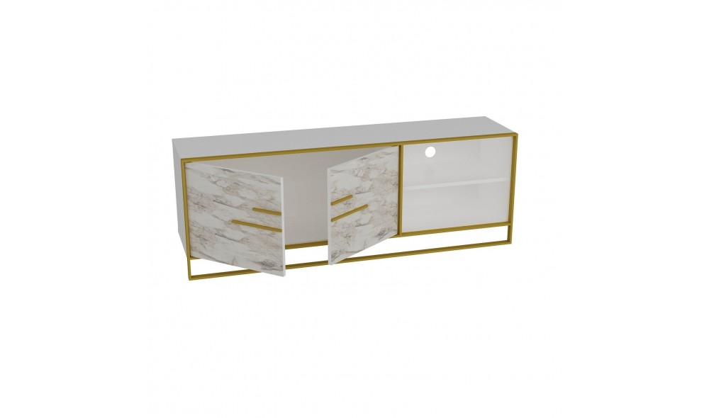 Suport TV, Polka, AurAlb, 160 x 57 x 39 cm