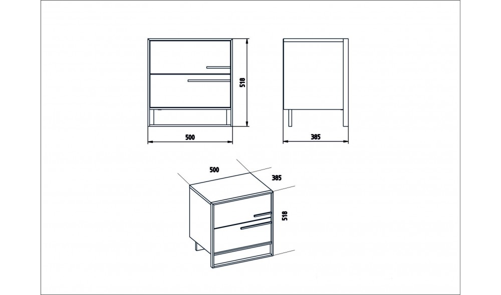 Noptiera, Polka, AurAlb, 50 x 52 x 39 cm