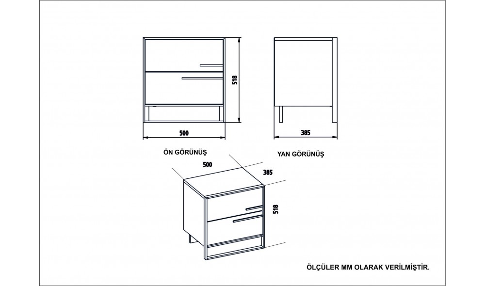 Noptiera, Polka, AurNegru, 50 x 52 x 39 cm