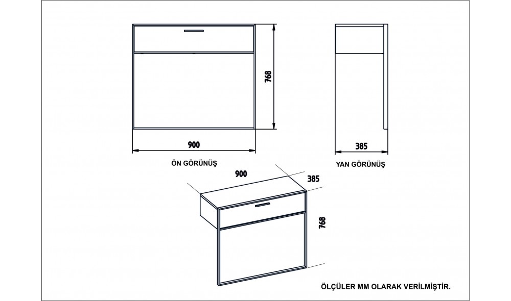 Consola, Polka, AurAlb, 90 x 77 x 39 cm