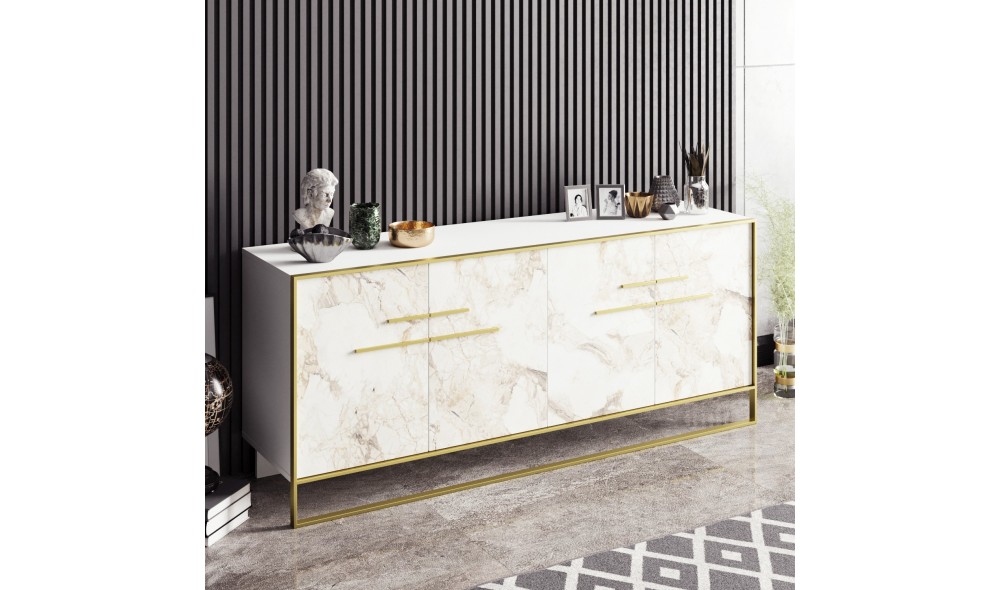 Consola, Polka, AurAlb, 180 x 75 x 47 cm