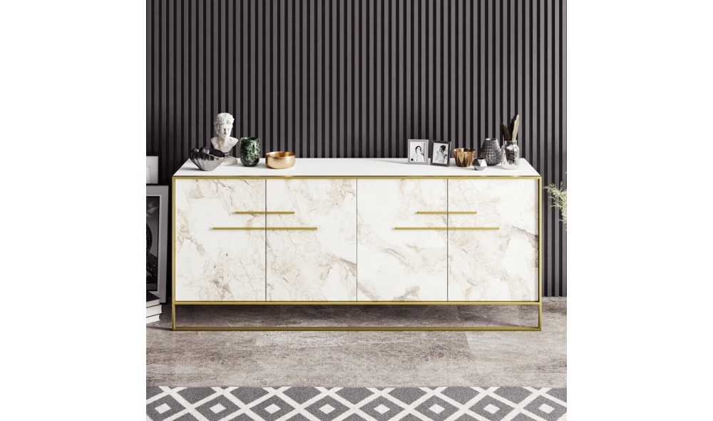 Consola, Polka, AurAlb, 180 x 75 x 47 cm