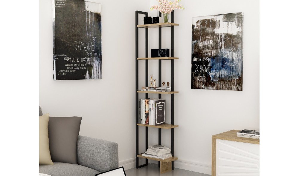 Raft pentru carti, Alice, StejarNegru, 45 x 180 x 22 cm