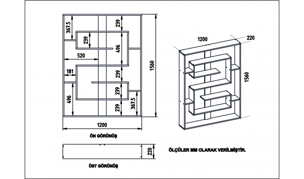 Raft pentru carti, Esteban, NegruStejar, 120 x 156 x 22 cm