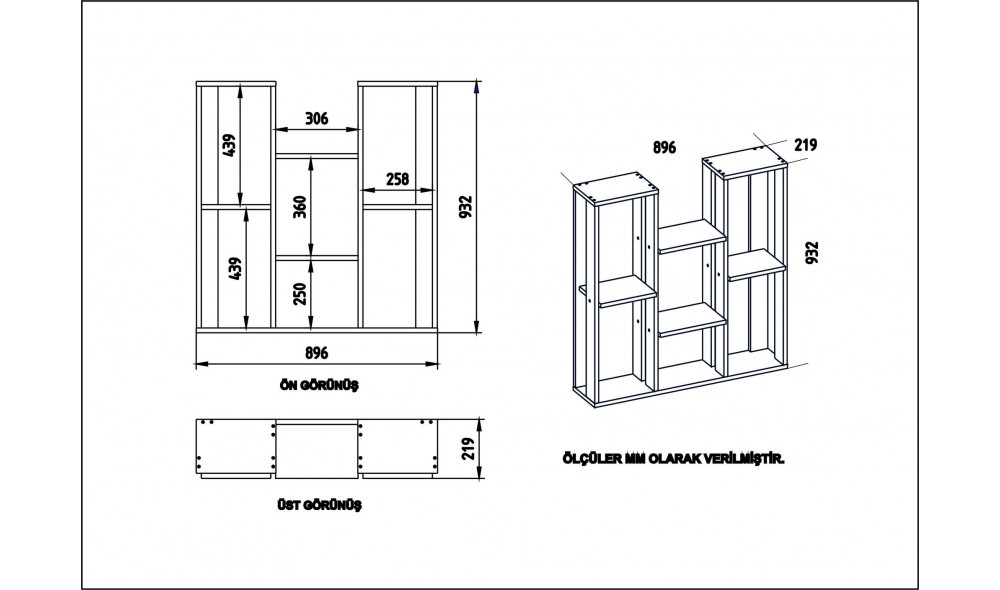 Raft multifunctional, Nevada, Alb, 90 x 93 x 22 cm
