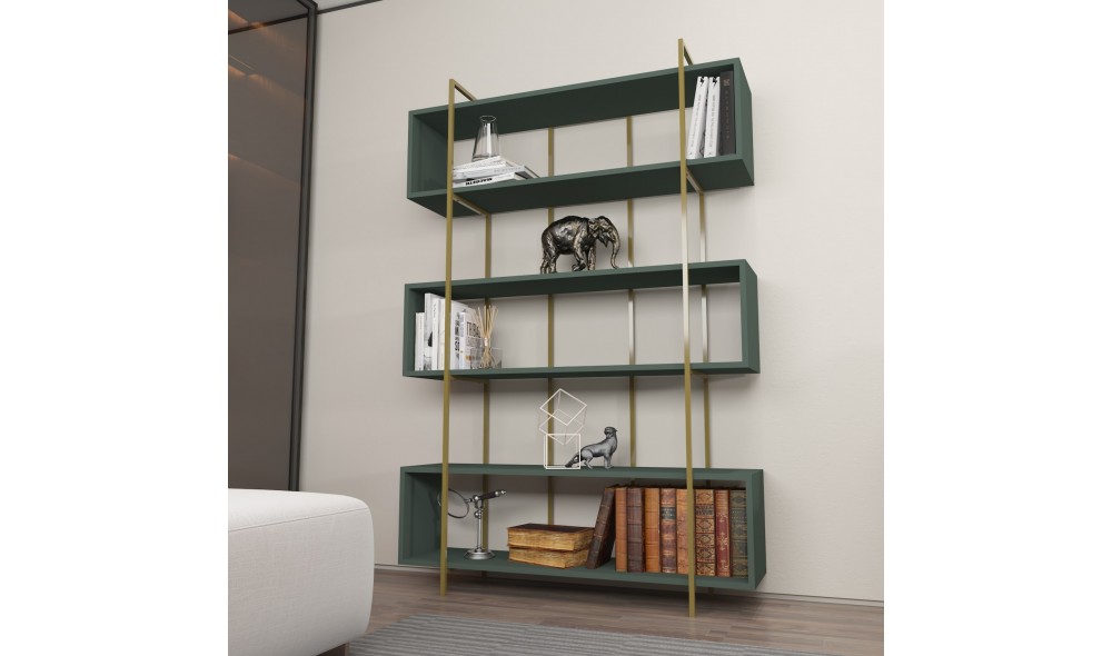 Raft pentru carti, Bruti, VerdeAur, 120 x 180 x 30 cm