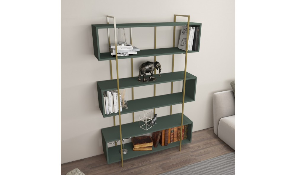 Raft pentru carti, Bruti, VerdeAur, 120 x 180 x 30 cm