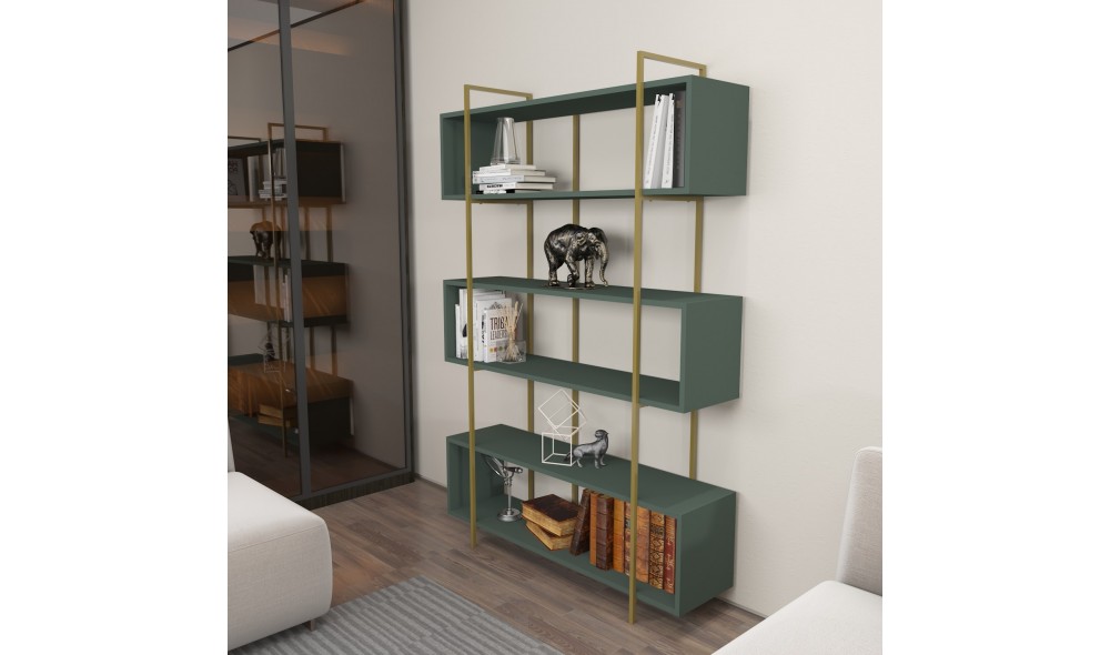 Raft pentru carti, Bruti, VerdeAur, 120 x 180 x 30 cm