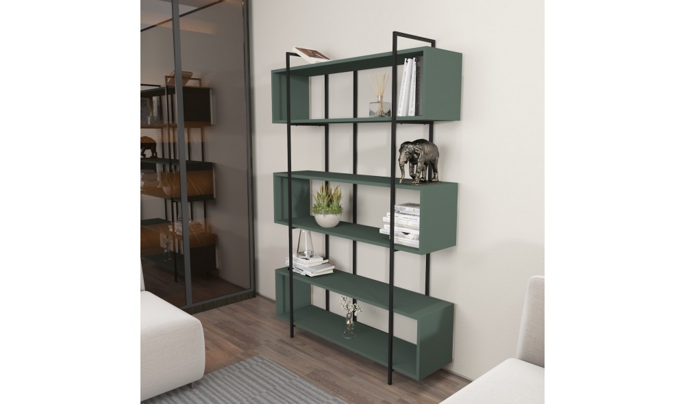 Raft pentru carti, Bruti, VerdeNegru, 120 x 180 x 30 cm