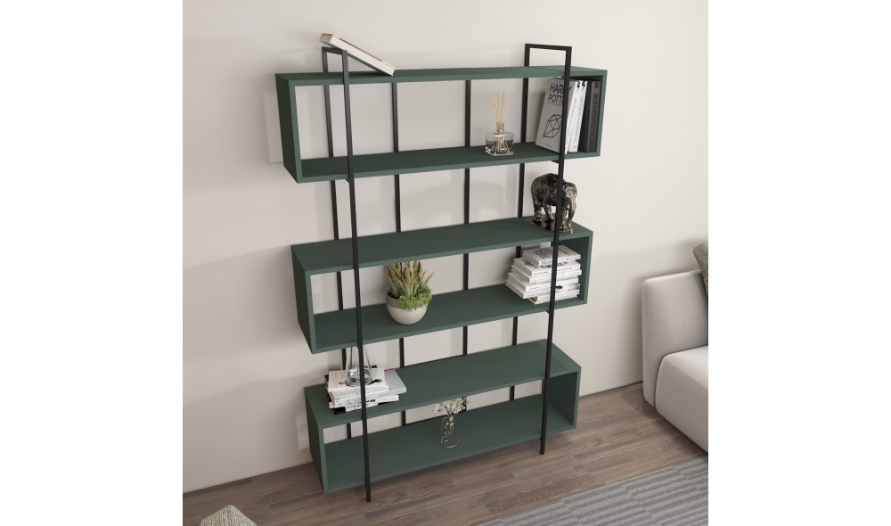 Raft pentru carti, Bruti, VerdeNegru, 120 x 180 x 30 cm