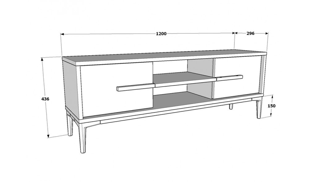 Suport TV, Eslem, StejarNegru, 120 x 44 x 30 cm