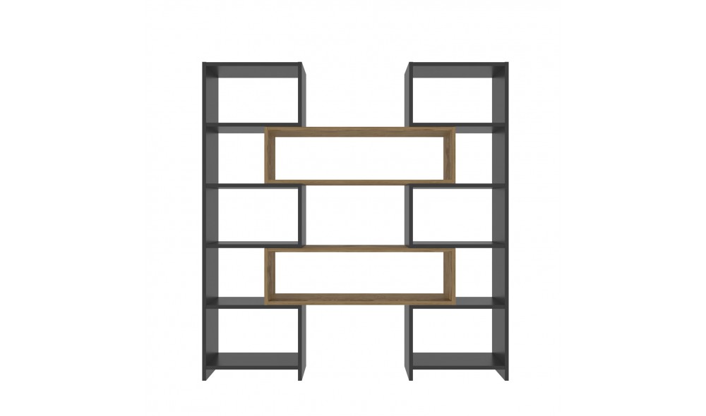 Raft pentru carti, Poyraz, NegruStejar, 164 x 150 x 22 cm