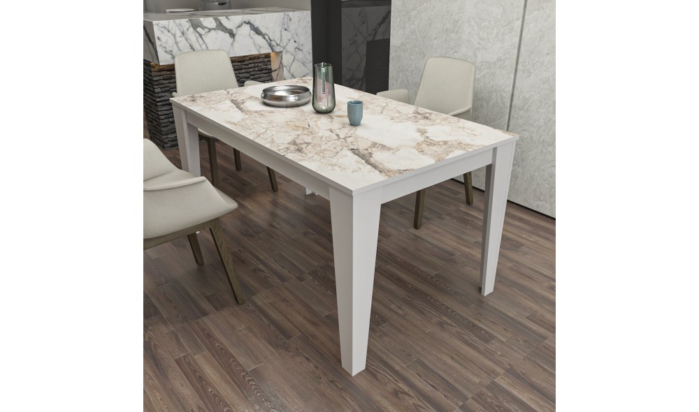 Masa de sufragerie, Bud, Alb, 145 x 75 x 85 cm