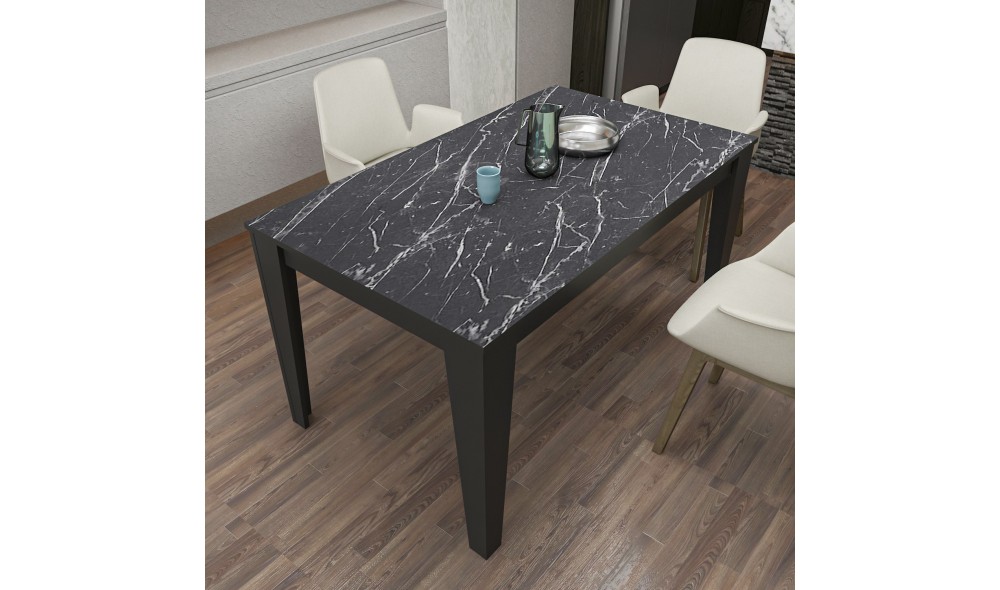 Masa de sufragerie, Bud, NegruMarmura, 145 x 75 x 85 cm