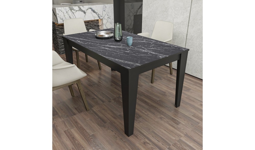 Masa de sufragerie, Bud, NegruMarmura, 145 x 75 x 85 cm