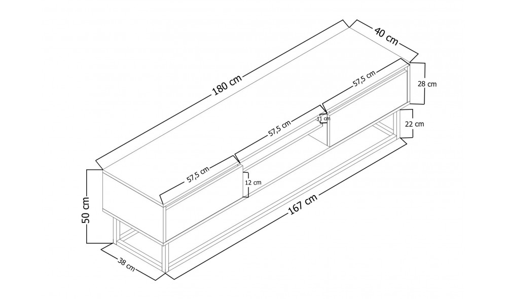 Suport TV, Laxus 180, NucNegru, 180 x 50 x 40 cm