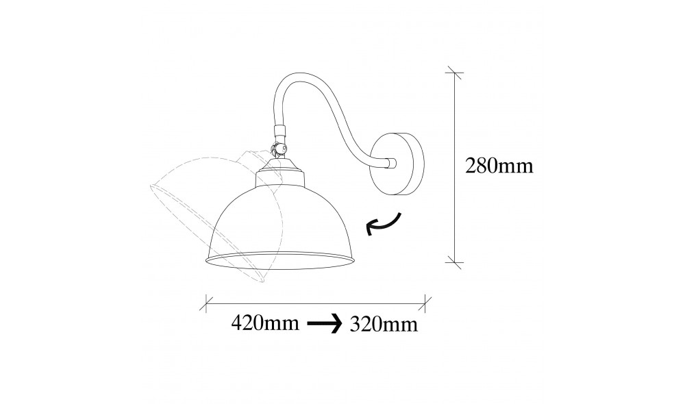 Lampa de perete 3742, 32 x 28 x 21 cm