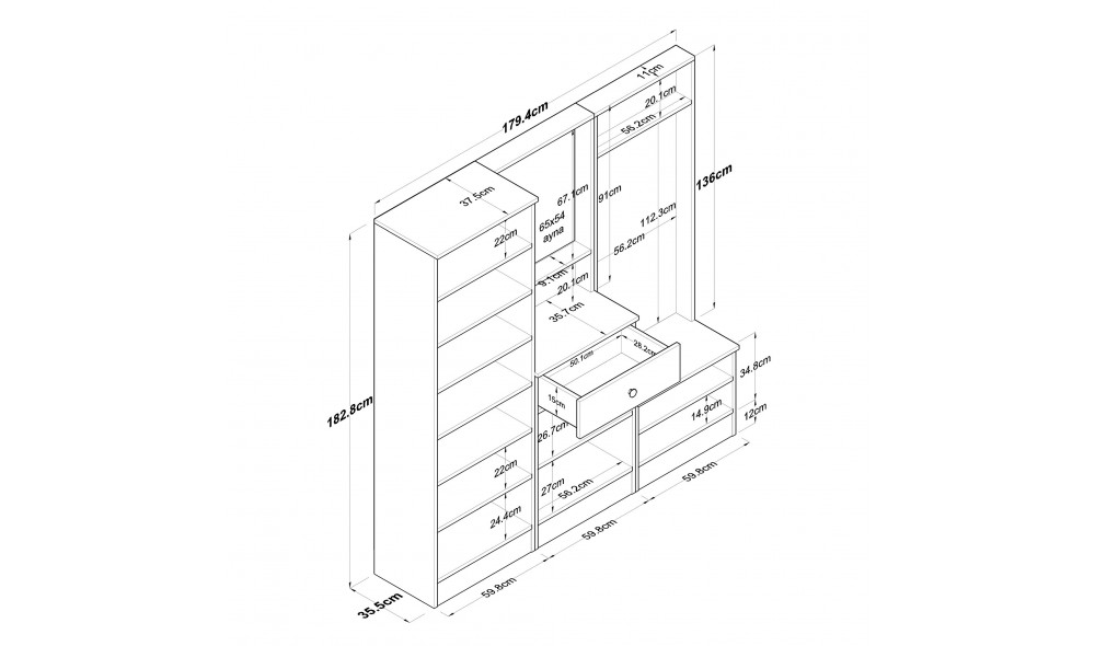 Sala Stand P6 - M2 - 2257G 179 x 182 x 35 cm