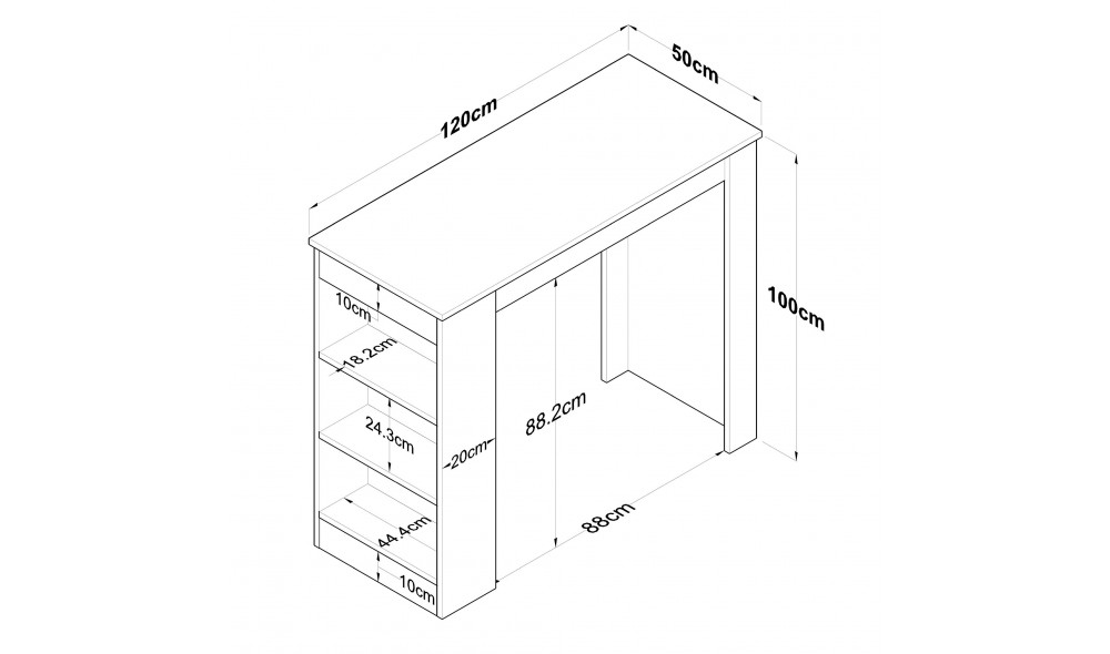 Masa de bucatarie JA103 - 2345 120 x 100 x 50 cm
