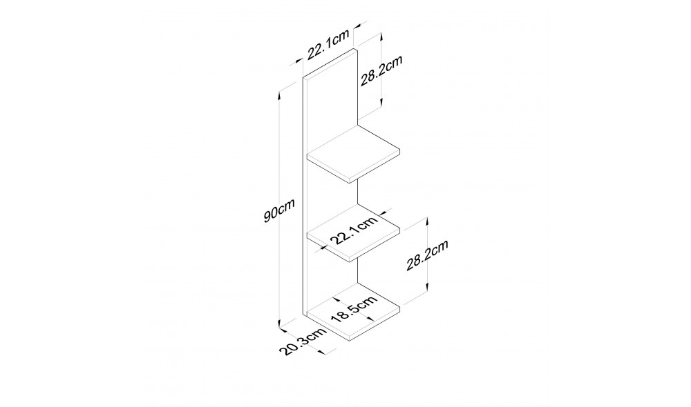 Raft de perete E4 - 225 22 x 90 x 18 cm