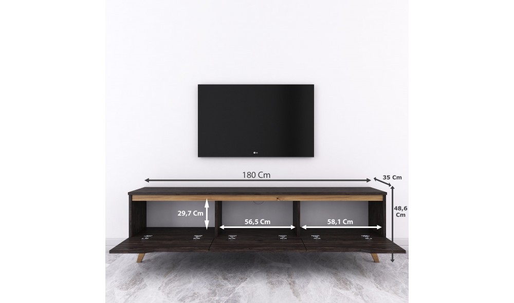 Suport TV, D1 - 1009, NegruNuc, 180 x 49 x 35 cm