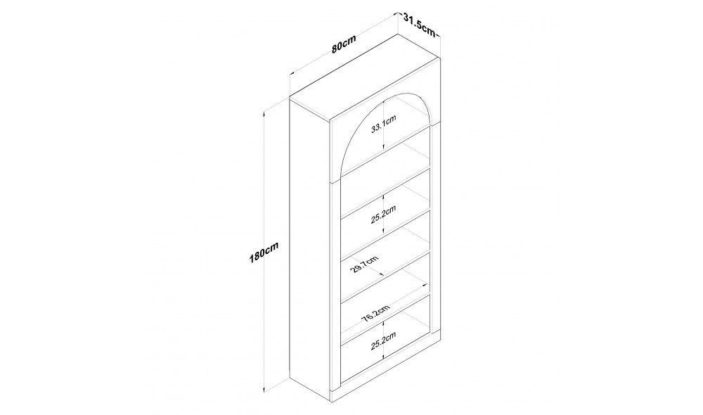 Raft pentru carti, HC116 - 3142, Alb, 80 x 180 x 32 cm