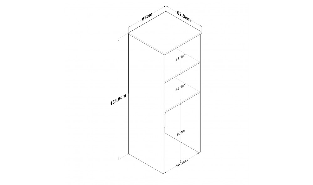 Dulap masina de spalat, KD110 - 3192, Alb, 65 x 182 x 63 cm